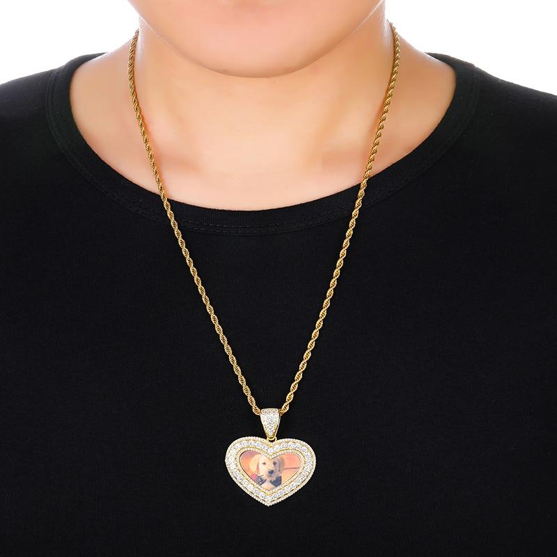 Custom Made Heart Shape Photo Medallions Necklace With Picture