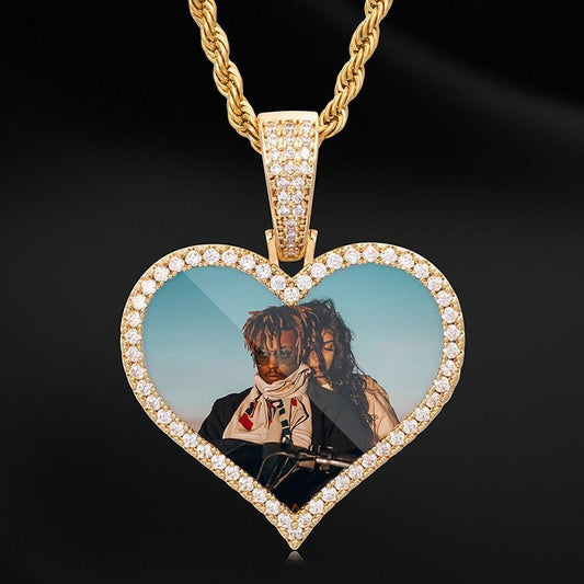 Custom Heart Photo Medallions Necklace Pendant With Picture