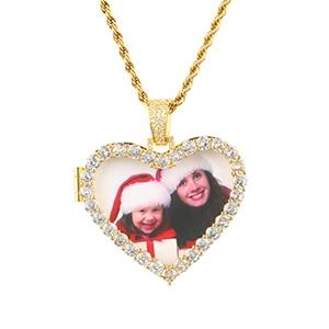 Crystal Heart Photo Medallion Necklace